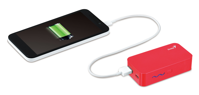 Genius 5200mAh Eco-U521 Compact Size Powerbank with Led Display, Red